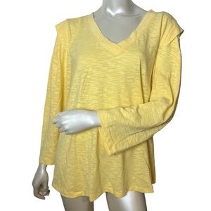 Wit & Wisdom Yellow V Neck Long Sleeve Top